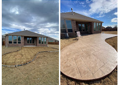Curved driveway entry with fresh concrete finish