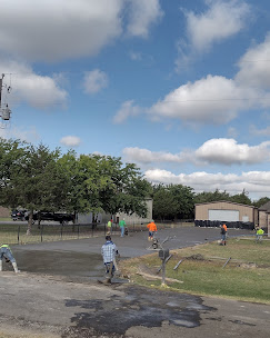 Residential concrete jobsite with active work zone