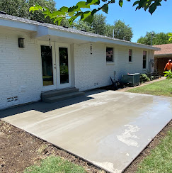 Concrete patio detail showing edge and texture finish